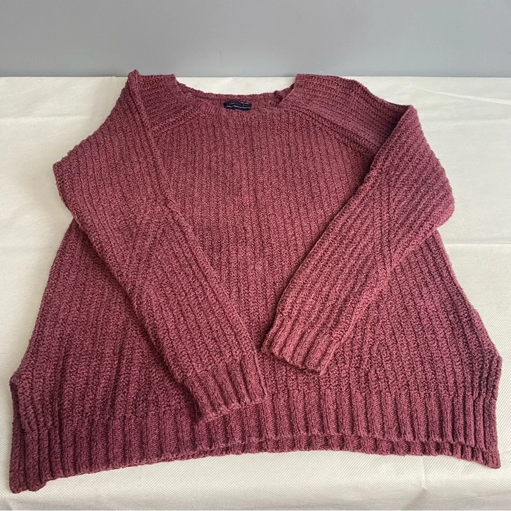 American Eagle Ahh-mazingly Soft Ribbed Crewneck Pullover Sweater XS Mauve